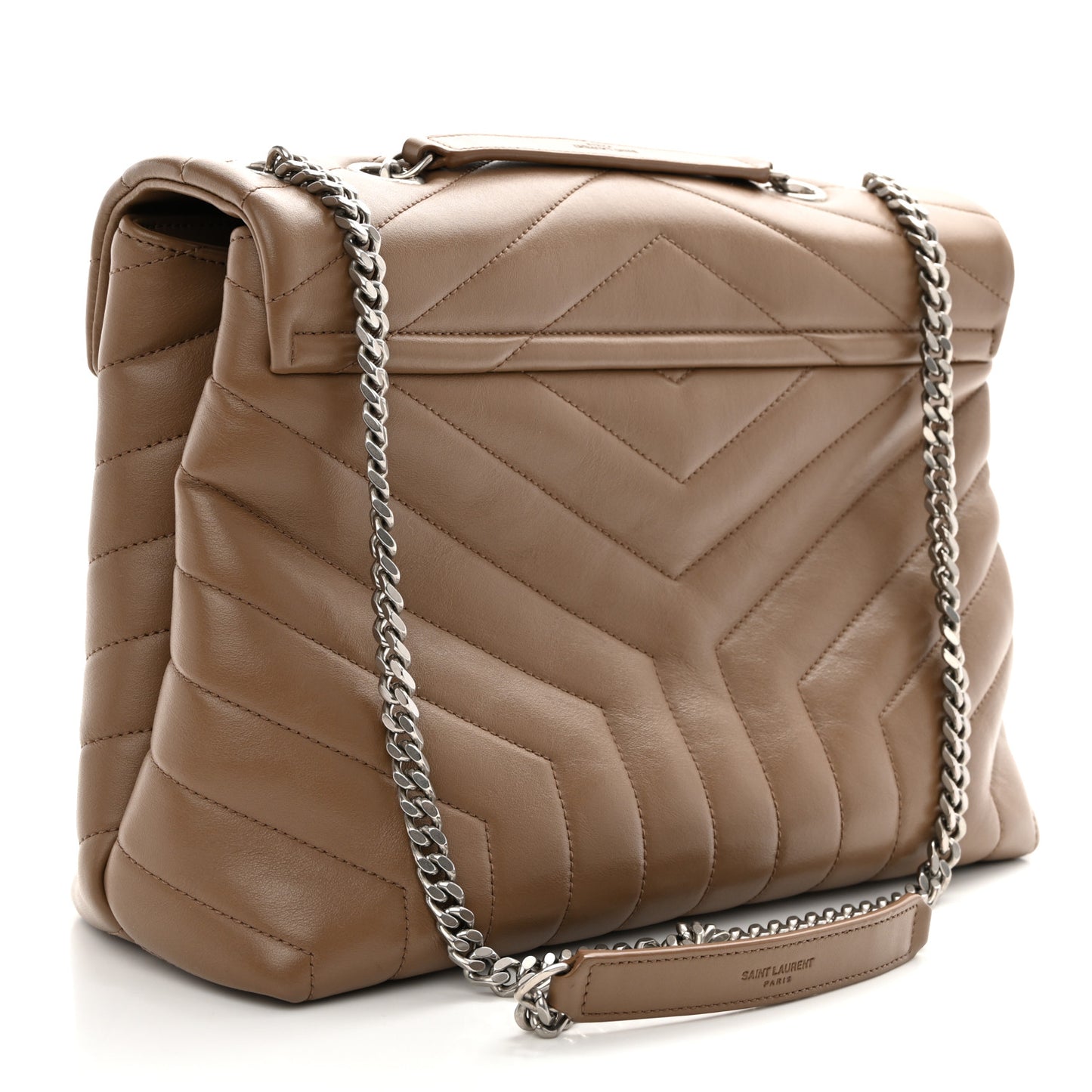 Calfskin Y Quilted Monogram Medium Loulou Chain Satchel Dark Beige