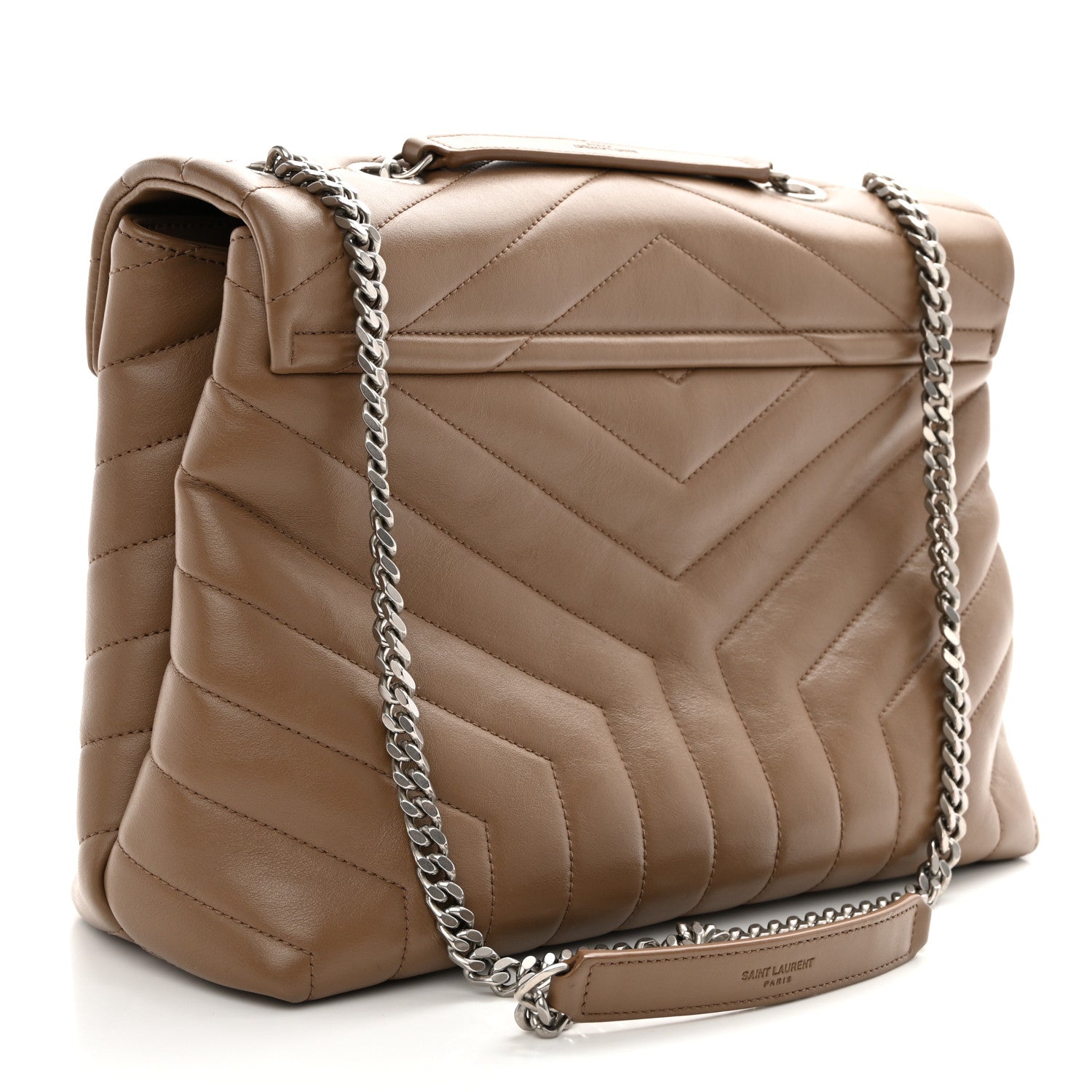 Saint Laurent Calfskin Y Quilted Monogram Medium Loulou Chain Satchel Dark Beige 3 of 13