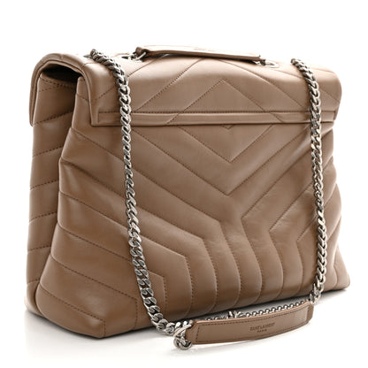 Saint Laurent Calfskin Y Quilted Monogram Medium Loulou Chain Satchel Dark Beige 3 of 13