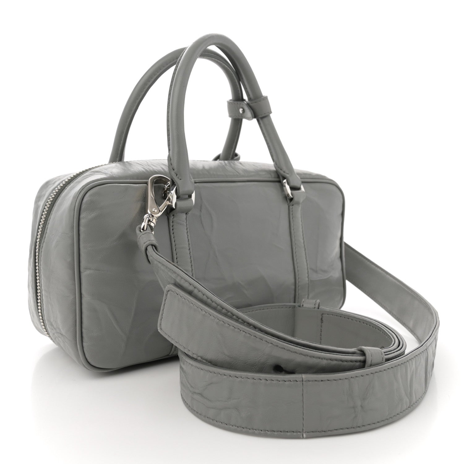 Prada Nappa Antique Small Re-Edition 2001 Two Handle Crossbody Bag Ardesia 4 of 15