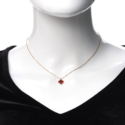 Van Cleef & Arpels 18K Rose Gold Carnelian Sweet Alhambra Pendant Necklace 2 of 8