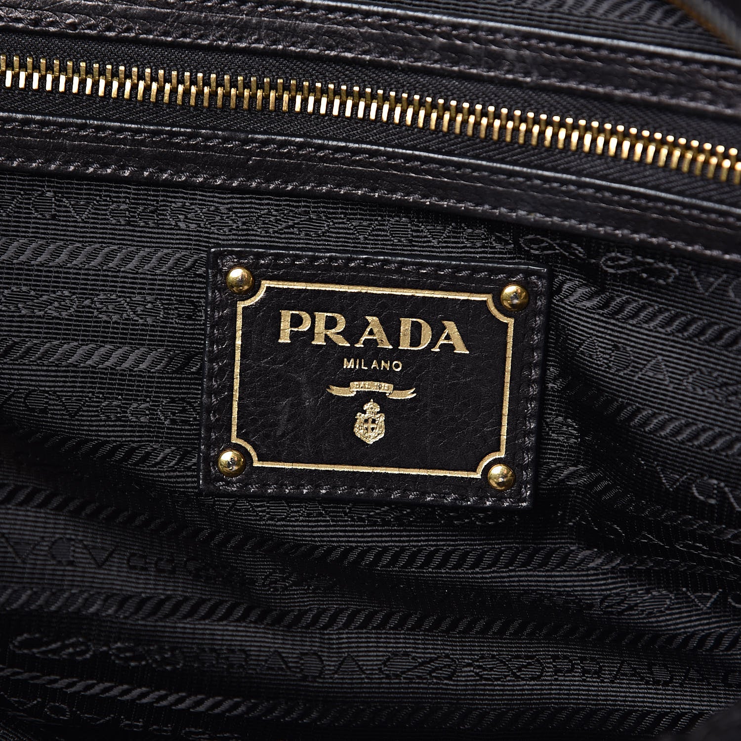 Prada Glace Calf Studded Tote Black 6 of 13