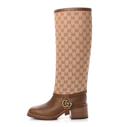 Gucci Monogram Canvas GG Boots 37.5 Beige Ruggine 1 of 11