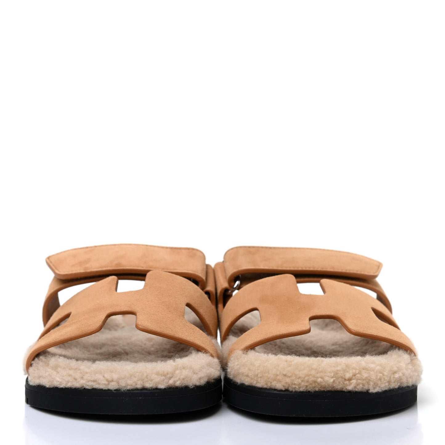Suede Goatskin Woolskin Womens Chypre Sandals 36.5 Golden Beige