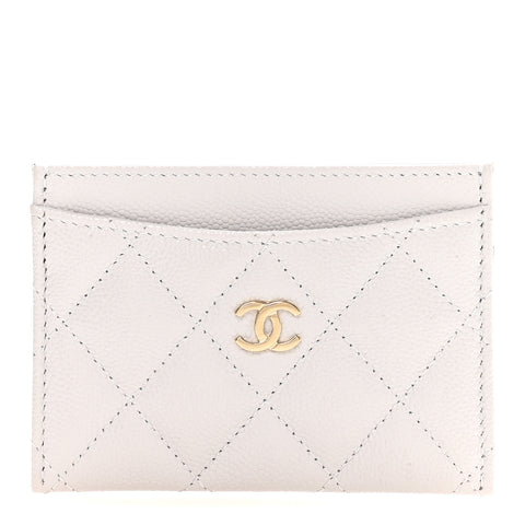 Caviar Quilted Card Holder Light Grey