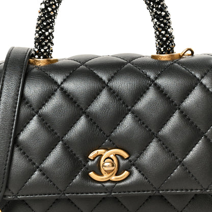 Chanel Calfskin Strass Quilted Extra Mini Coco Handle Flap Dark Grey 9 of 12