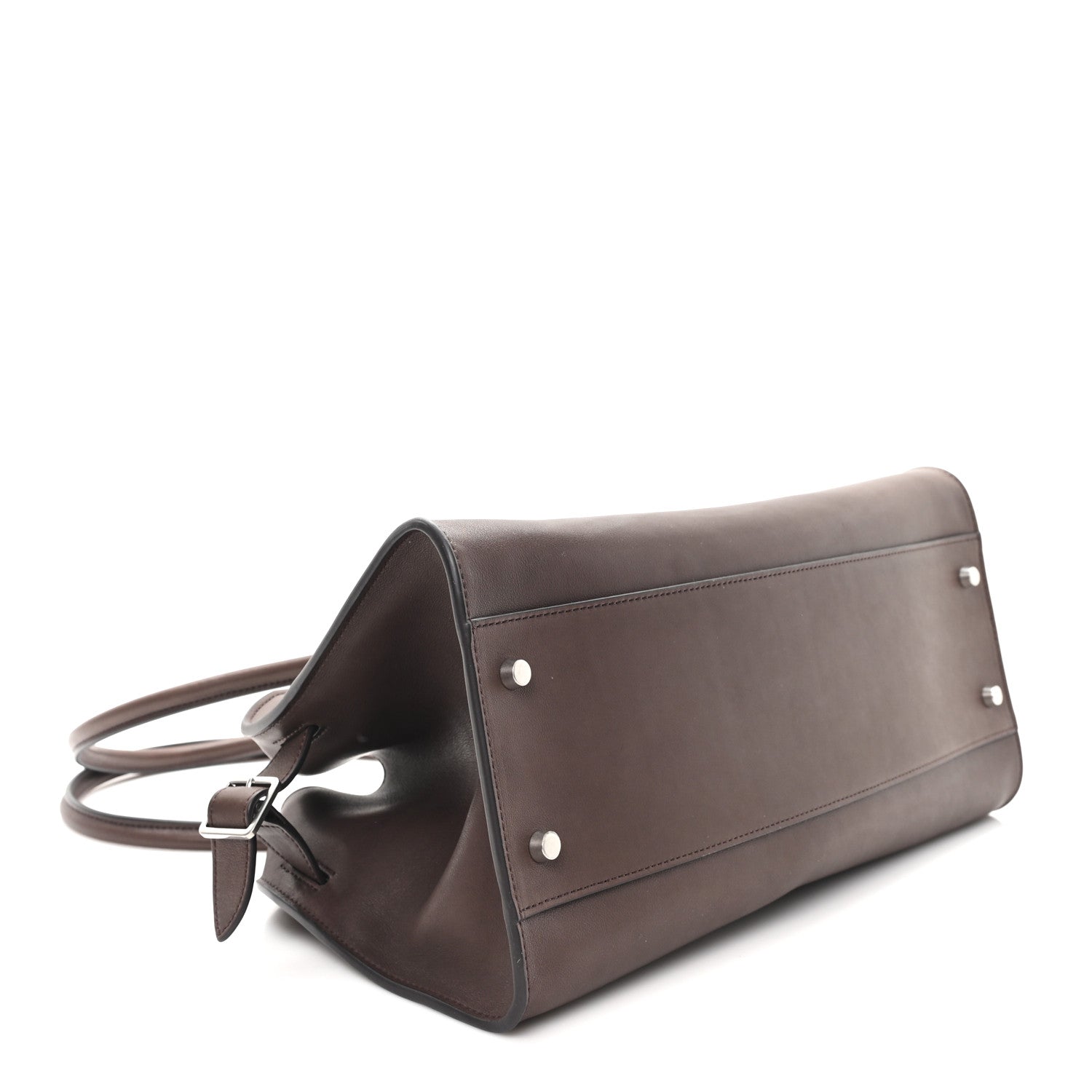 The Row Polished Saddle Calfskin Margaux Shoulder 12 Hippo Grey 4 of 9