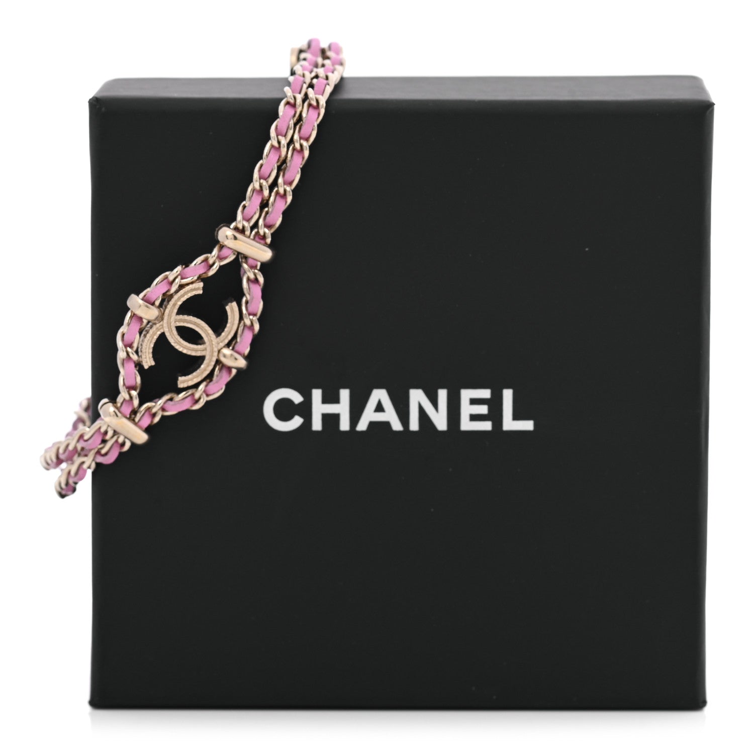 Chanel Metal Lambskin CC Chain Link Bracelet Pink 5 of 5