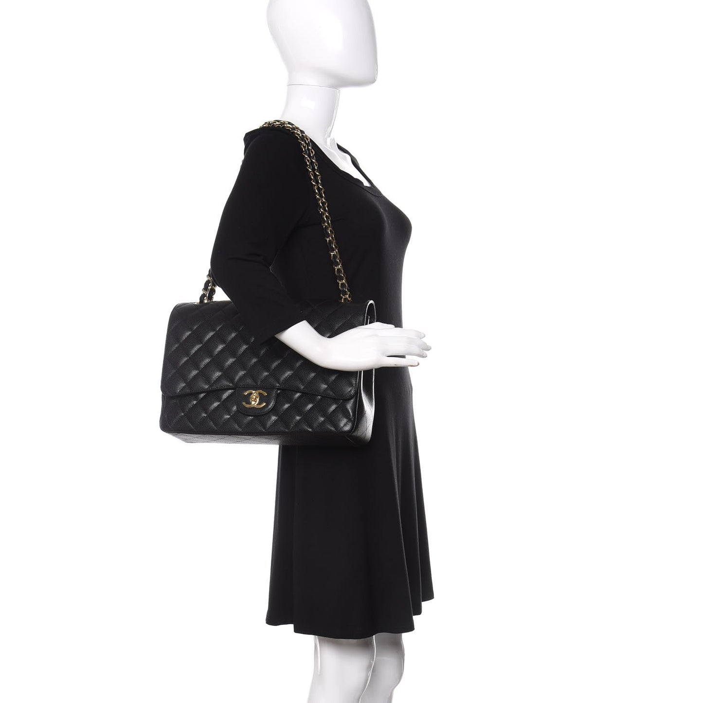 Caviar Quilted Maxi Double Flap Black