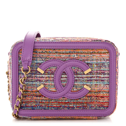 Chanel Tweed Lambskin CC Filigree Vanity Clutch With Chain Purple Multicolor 1 of 11