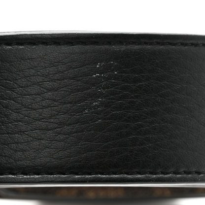 Fendi Cuoio Romano Glazed Fabric Enamel FF 1974 Reversible Belt 100 40 Black 8 of 9