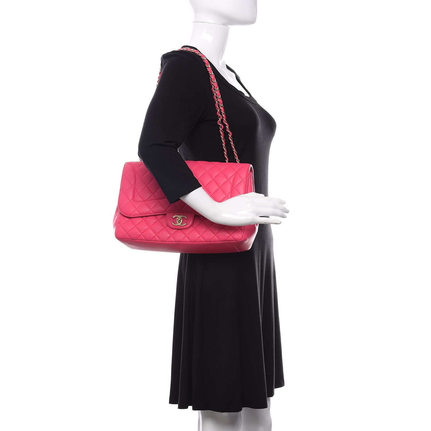 Chanel Lambskin Quilted Jumbo Mademoiselle Chic Flap Fuchsia 2 of 15