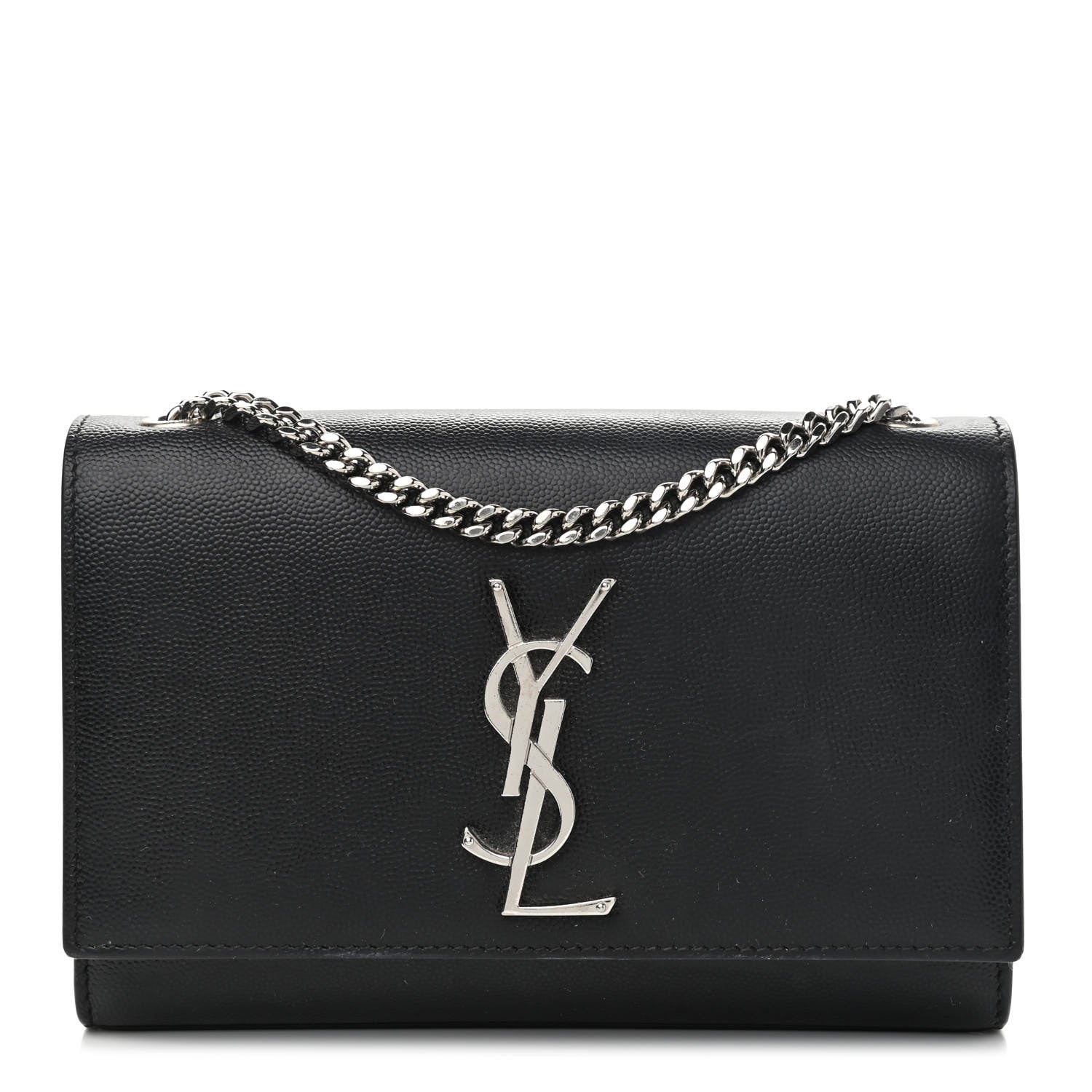 Saint Laurent Grain De Poudre Small Monogram Kate Satchel Black 1 of 11