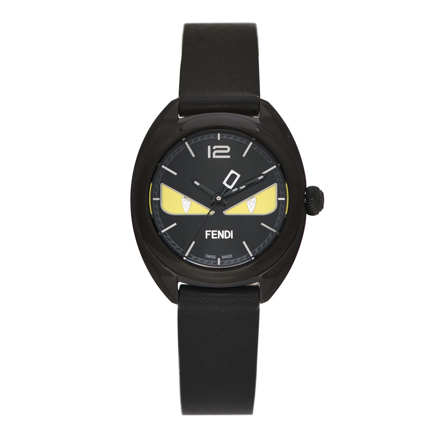 Stainless Steel Calfskin Diamond 26mm Momento Bugs Quartz Watch Black