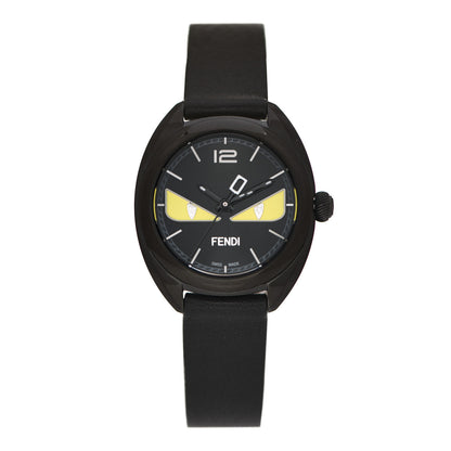 Fendi Stainless Steel Calfskin Diamond 26mm Momento Bugs Quartz Watch Black 1 of 5