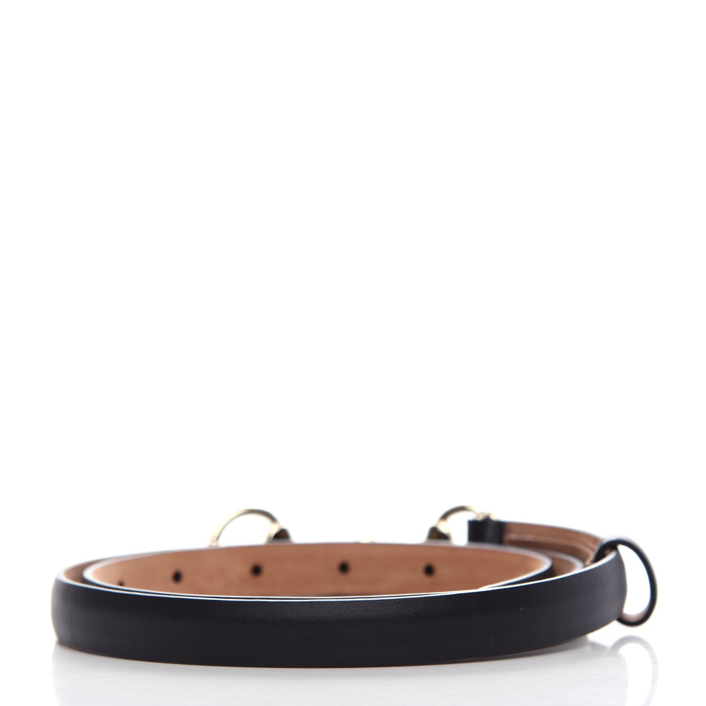 Calfskin Horsebit Skinny Belt 85 34 Black