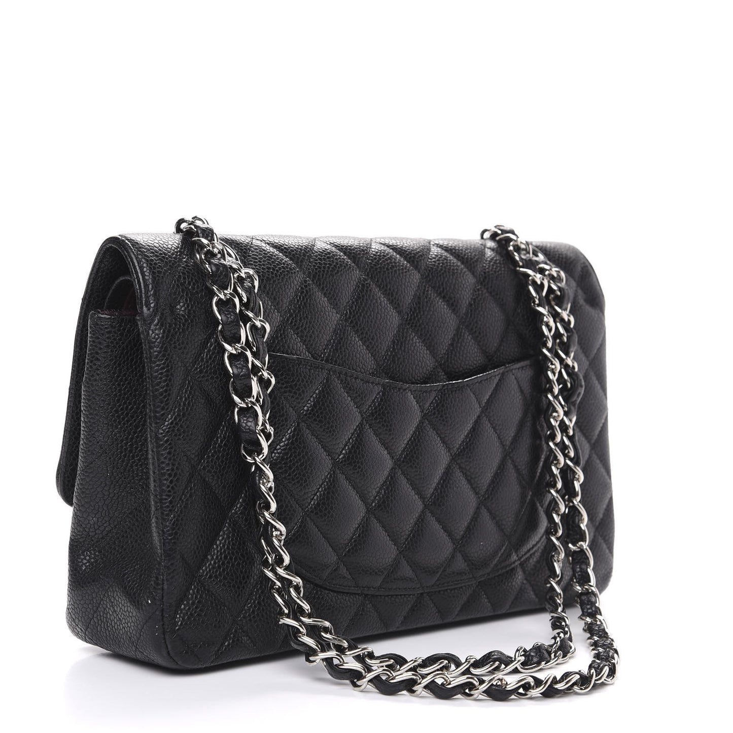 Caviar Quilted Medium Double Flap Black