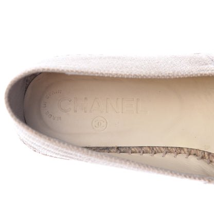 Chanel Toile Sequin CC Espadrilles 38 Beige Black 9 of 10