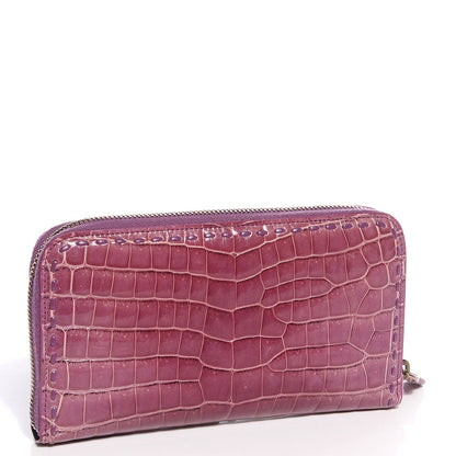 Bottega Veneta Shiny Crocodile Fume Zip Around Wallet Corot 3 of 9