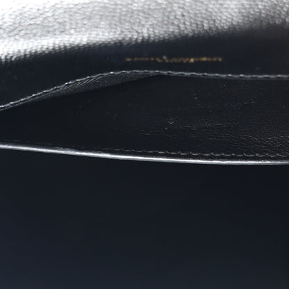 Saint Laurent Grain De Poudre Textured Mixed Matelasse Triquilt Medium Monogram Satchel Black 8 of 11