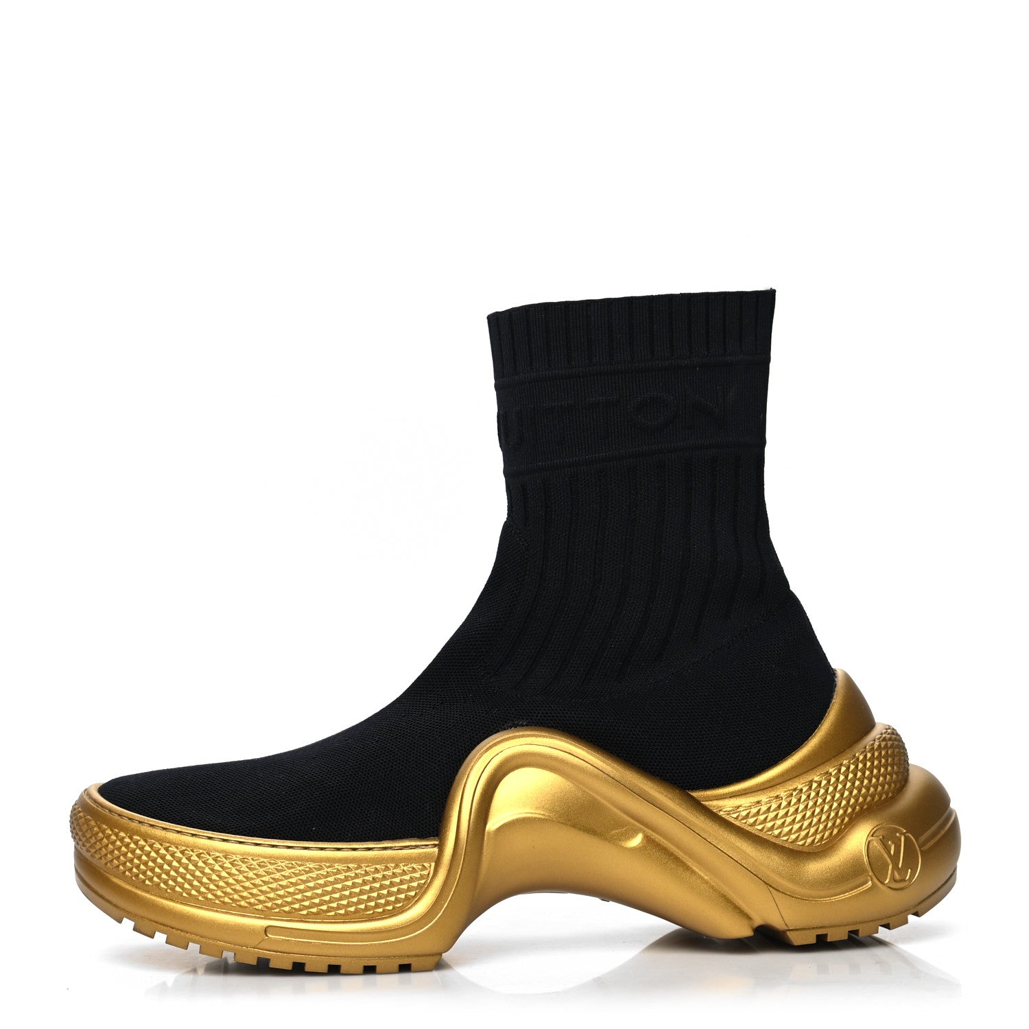 Louis Vuitton Stretch Textile Monogram LV Archlight Sneaker Boots 41 Black Gold 1 of 7