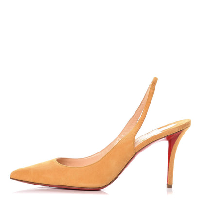 Christian Louboutin Veau Velours Apostrophy Sling 85 Pumps 39.5 Epi D'Or 1 of 9
