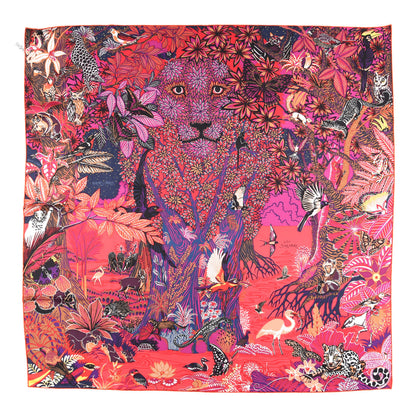 Hermes Silk Wild Singapore Scarf 90 Rouge Violet Beige 1 of 4