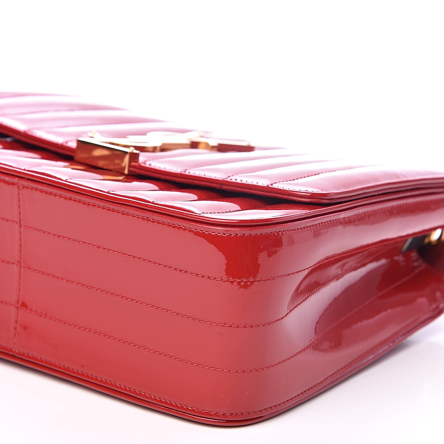 Patent Calfskin Matelasse Monogram Medium Vicky Chain Bag Rouge Eros