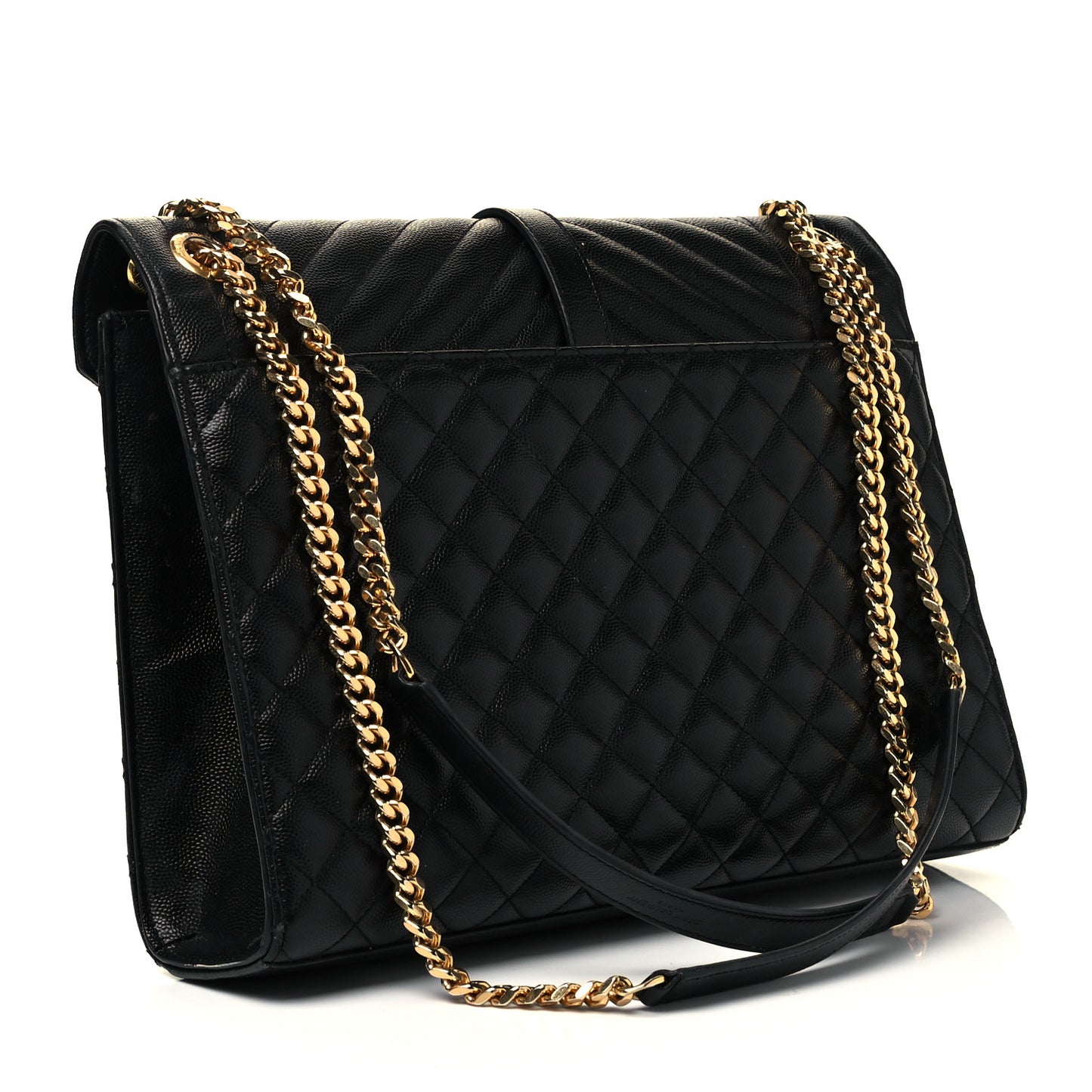 Grain De Poudre Textured Mixed Matelasse Large Triquilt Monogram Satchel Black