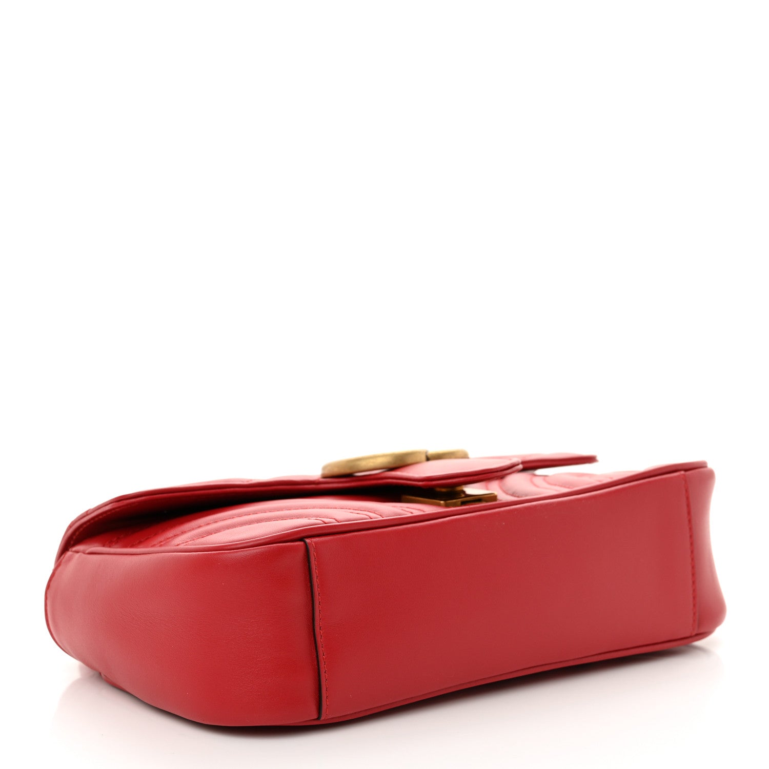 Gucci Calfskin Matelasse Mini GG Marmont Shoulder Bag Hibiscus Red 4 of 10