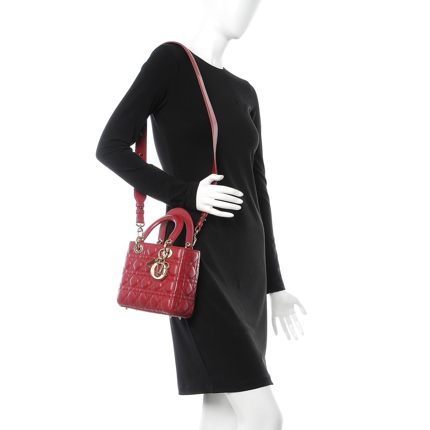 Christian Dior Lambskin Cannage Small My Lady Dior Red 2 of 13