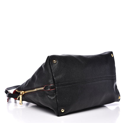 Miu Miu Goatskin Madras Zip Tote Black 3 of 12