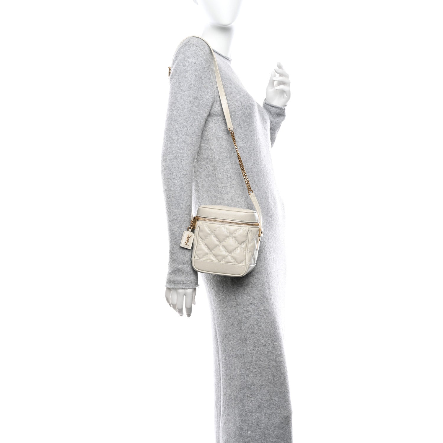 Saint Laurent Grain de Poudre Quilted 80's Vanity Bag Crema Soft 2 of 10
