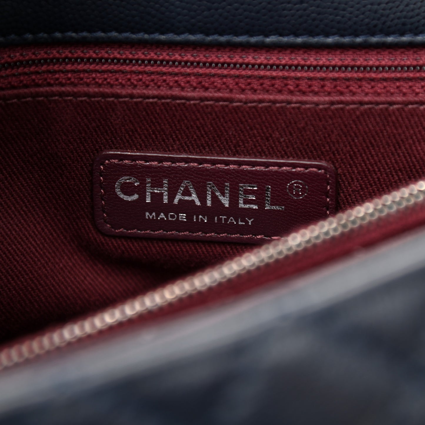 Caviar Quilted Medium Coco Handle Flap Navy Blue