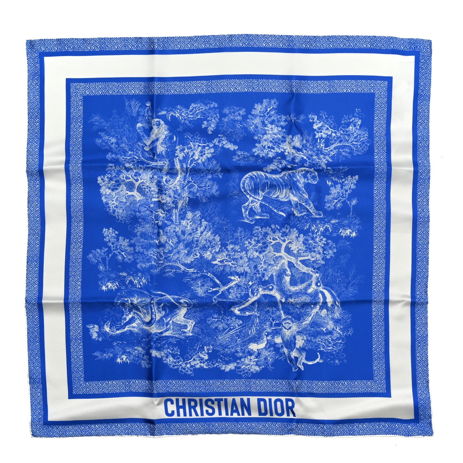 Christian Dior Silk Toile De Jouy Scarf Blue 1 of 5