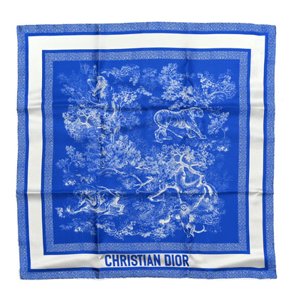 Christian Dior Silk Toile De Jouy Scarf Blue 1 of 5