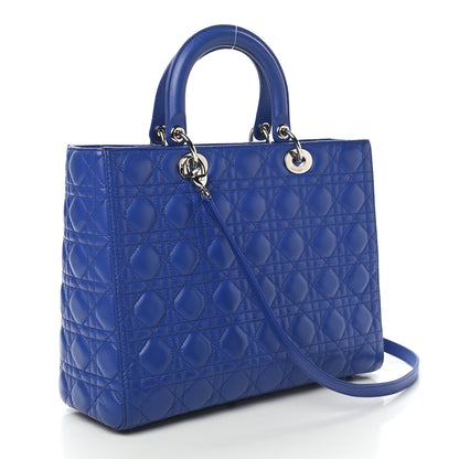Christian Dior Lambskin Cannage Large Lady Dior Blue 3 of 10
