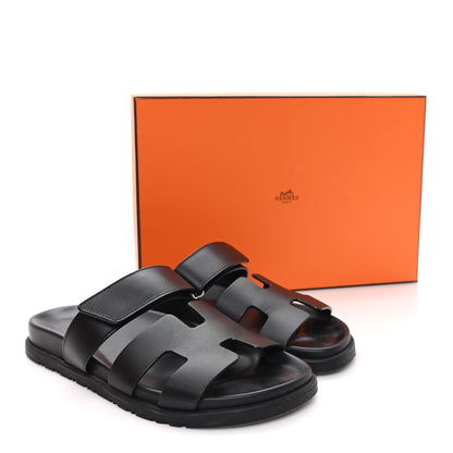 Hermes Calfskin Womens Chypre Sandals 37.5 Black 10 of 10