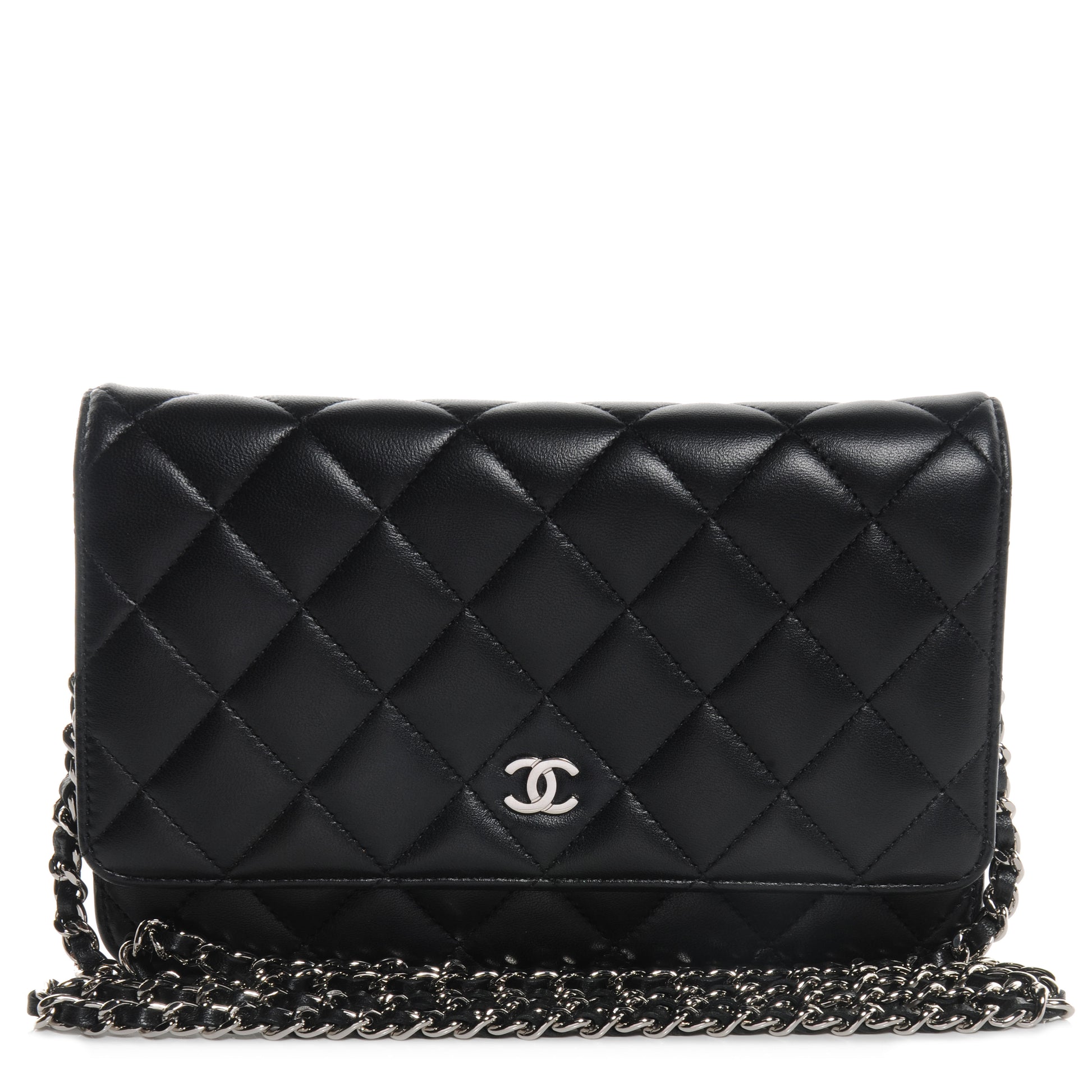 Chanel Lambskin Quilted Wallet On Chain WOC Black 1 of 10