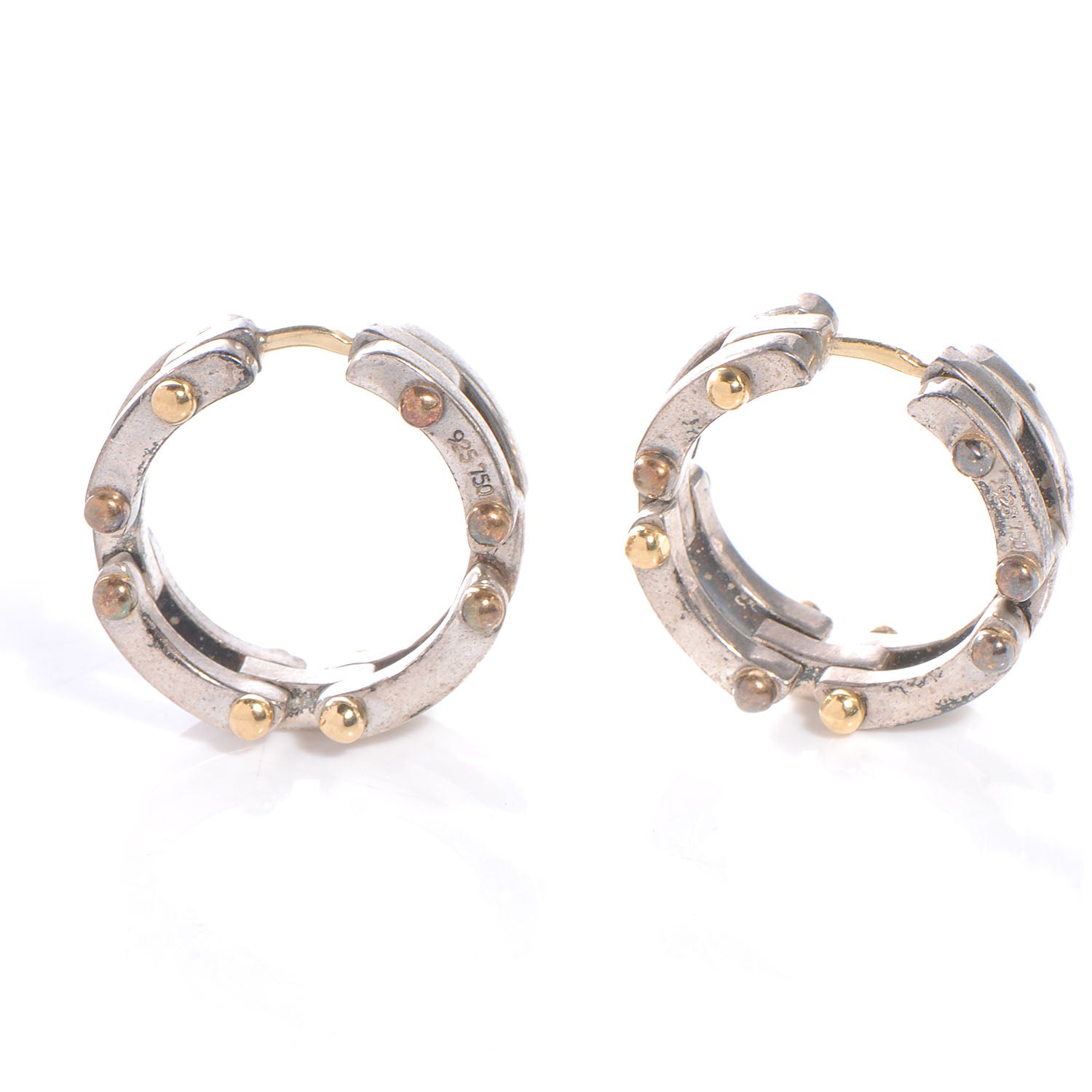 Tiffany Sterling Silver 18K Yellow Gold Gatelink Hoop Earrings 3 of 5