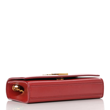 Saint Laurent Grain De Poudre Small Monogram Kate Satchel Red 4 of 15