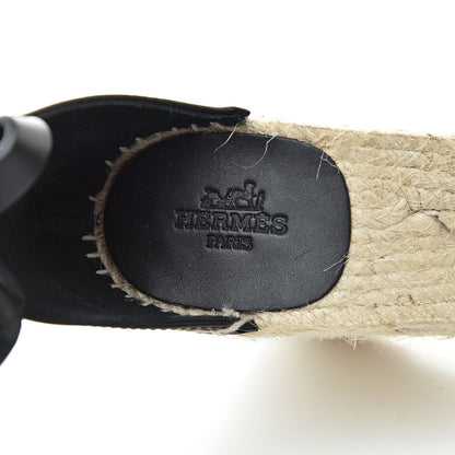 Hermes Calfskin Tivoli Espadrille Wedge Sandals 39 Black 7 of 8