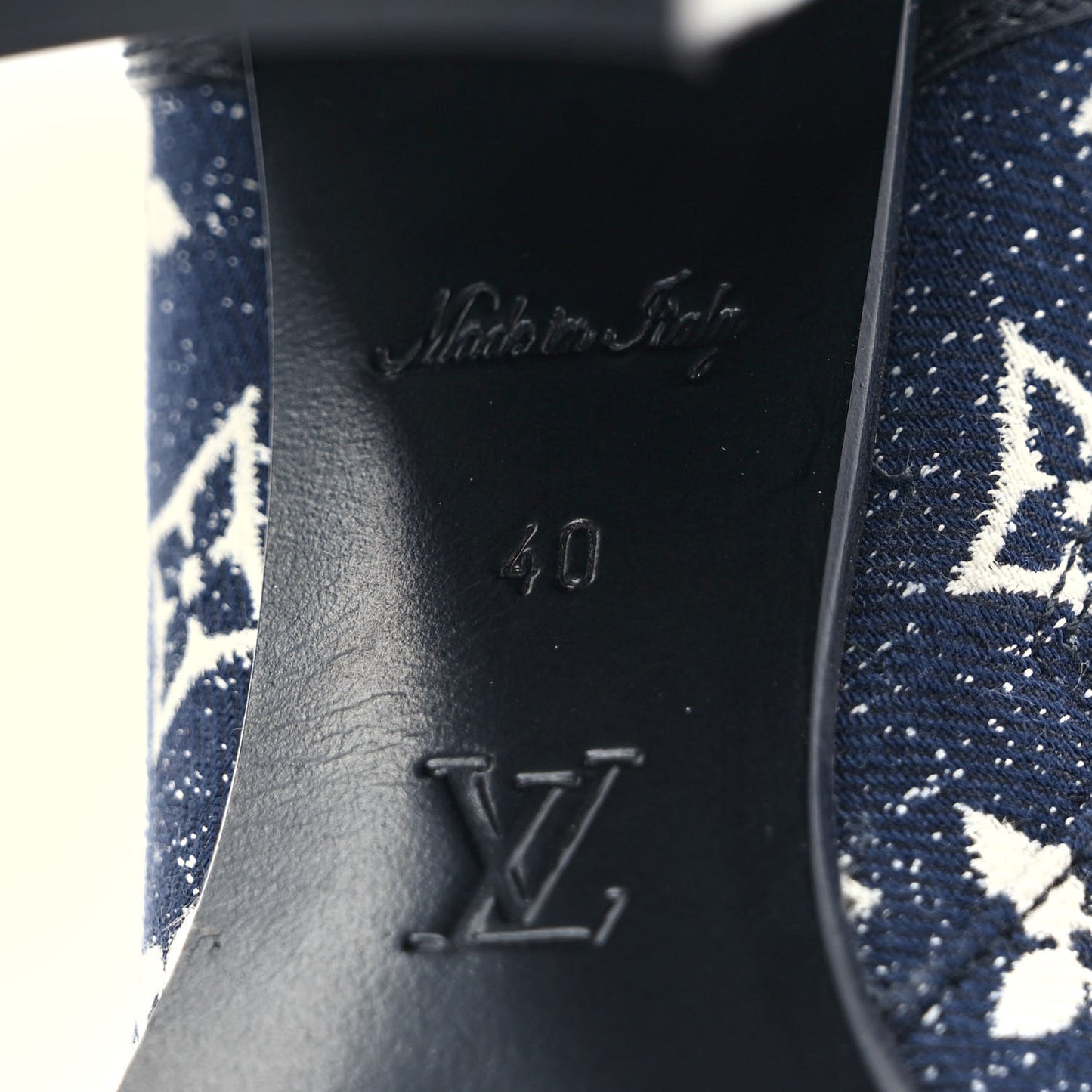 Denim Calfskin Monogram Star Trail Ankle Boots 40 Navy Blue