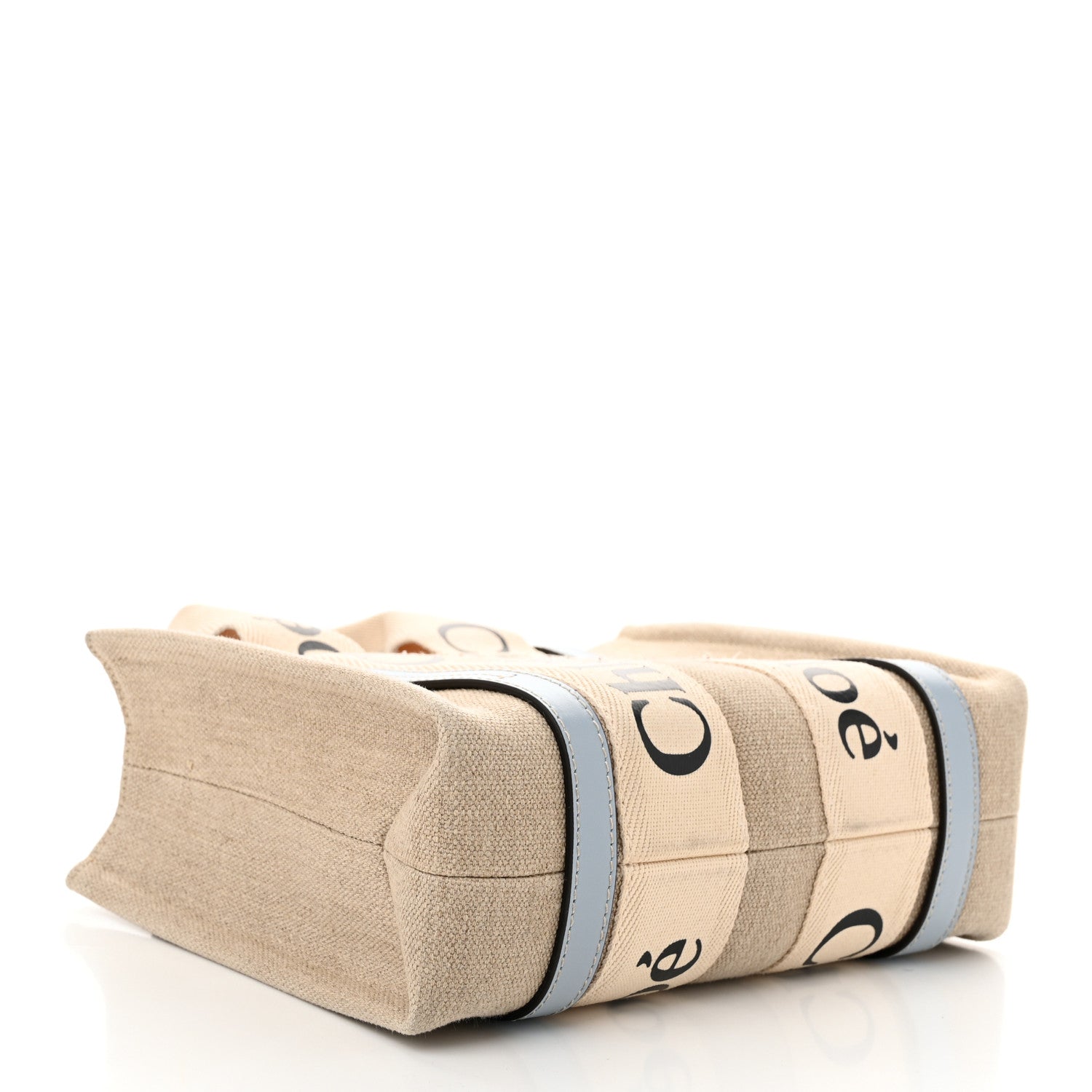 Chloe Cotton Calfskin Small Woody Ribbon Tote With Strap Light Blue 4 of 12