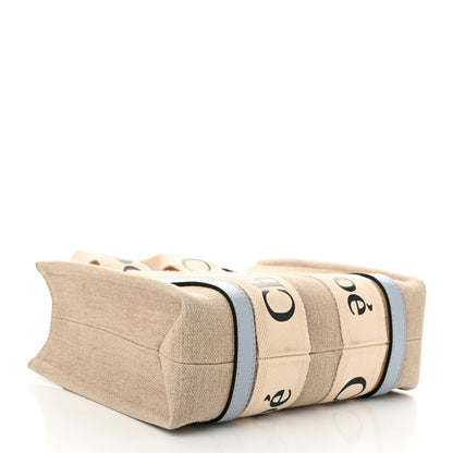 Chloe Cotton Calfskin Small Woody Ribbon Tote With Strap Light Blue 4 of 12