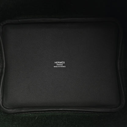 Hermes Wool Felt Swift Go Team Picotin Lock 18  Vert Fonce Vert Anglais Vert Cactus New White 5 of 11