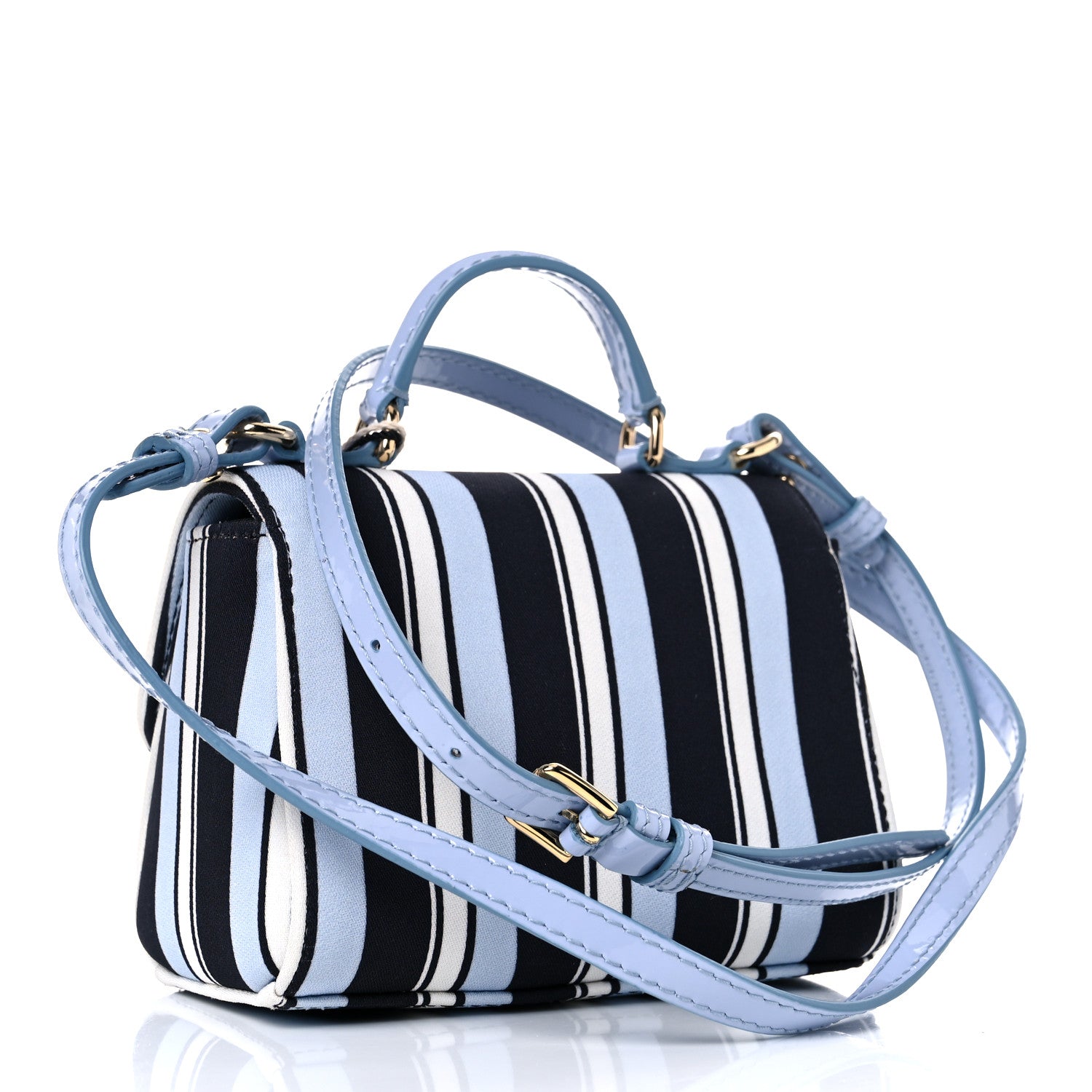 Dolce & Gabbana Stripe Dauphine Micro Miss Sicily Satchel Blue White 3 of 8
