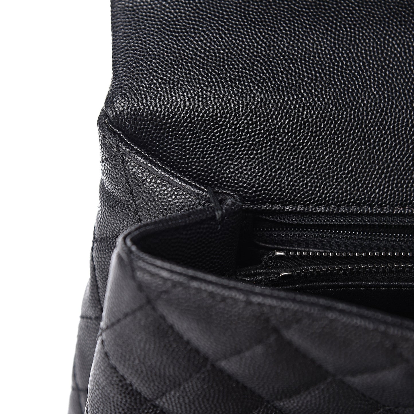 Caviar Lizard Quilted Large Coco Handle Flap Black