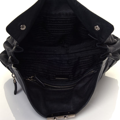 Prada Tessuto Nylon Nappa Foldover Pushlock Satchel Black 7 of 14