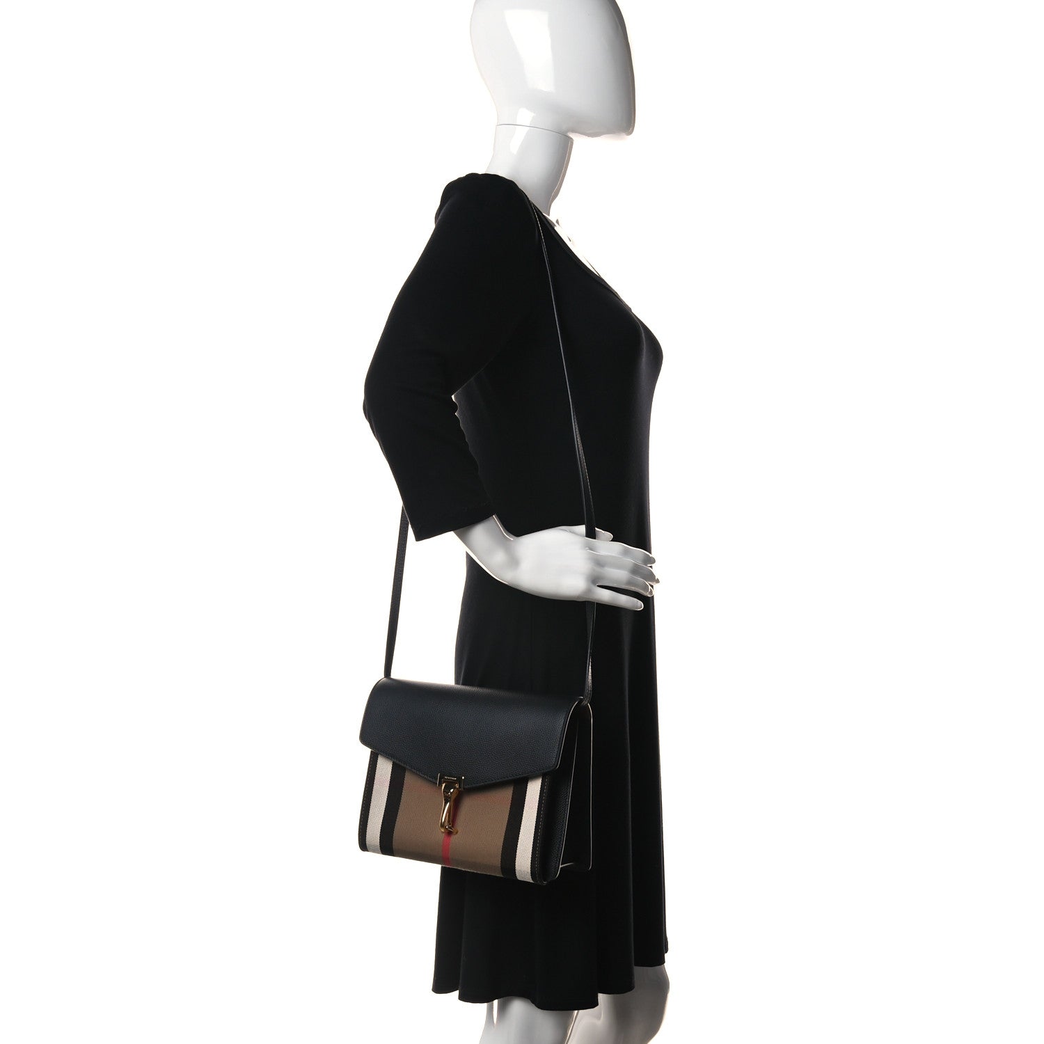Burberry Derby Calfskin House Check Small Macken Crossbody Bag Black 2 of 10